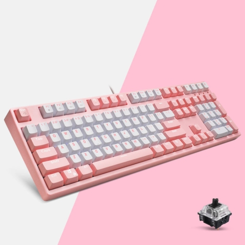 

87/108 Keys Gaming Mechanical Keyboard, Colour: FY108 Pink Shell Black Shaft