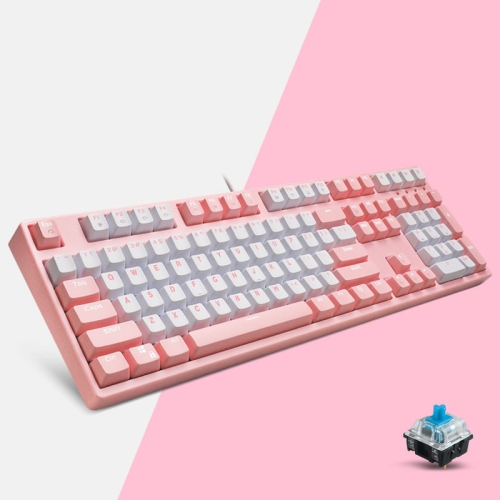 

87/108 Keys Gaming Mechanical Keyboard, Colour: FY108 Pink Shell Green Shaft