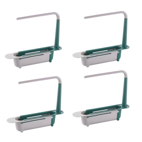 

4 PCS Sink Retractable Storage Drain Rack Kitchen Rack Dish Towel Rack(Green)