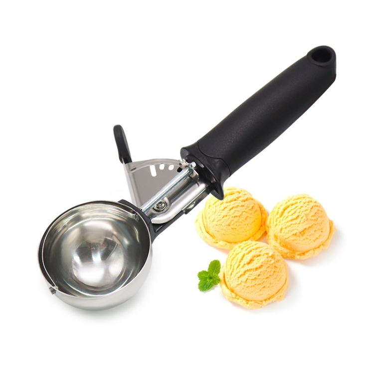 

2 PCS Stainless Steel Spring Ice Cream Scoop Fruit Scooper(Black)