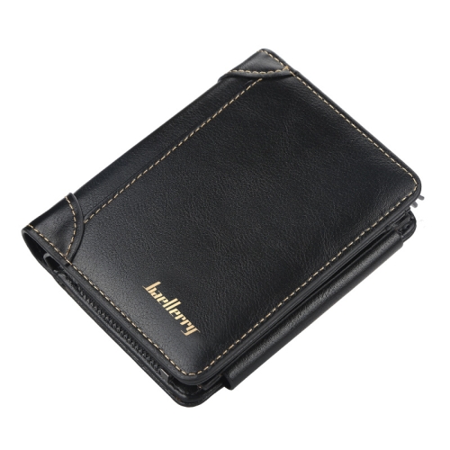 

Baellerry D9159 Men Short Tri-Fold Zip Coin Purse Thin Card Holder(Black)