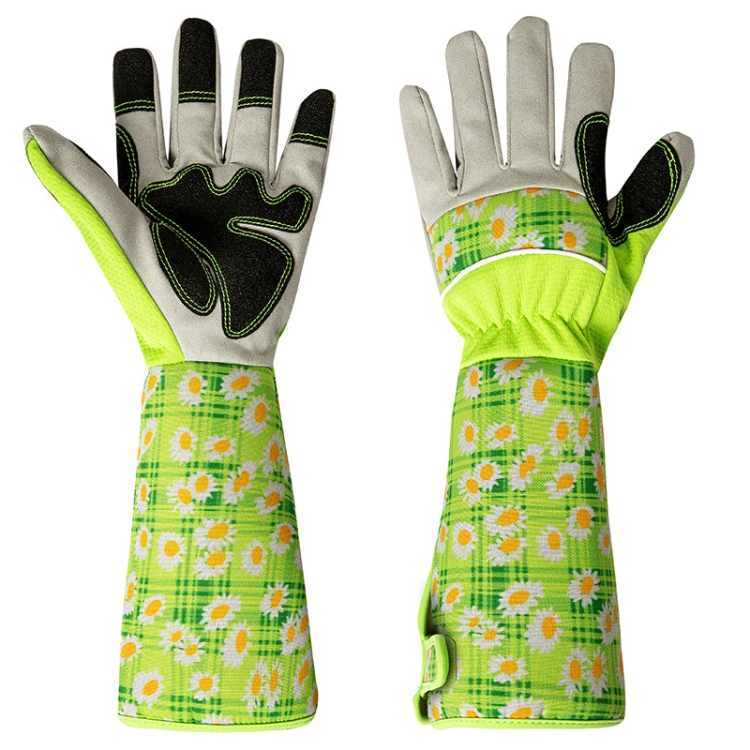 

Gardening Stab Resistant Print Sleeve Wrist Extended Gloves(Green)