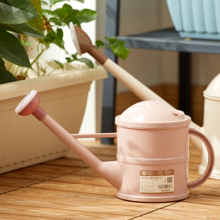 

Home Gardening Watering Flowers Plastic Long Mouth Kettle(1.5L Pink)