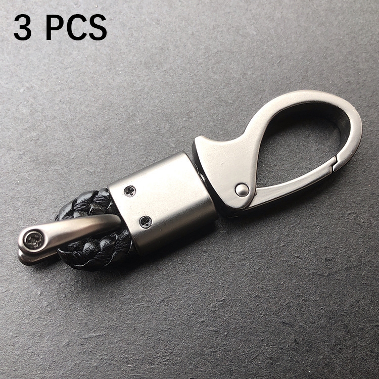 

3 PCS Metal Keychain Hand-woven Rope Horseshoe Buckle(Black Rope)