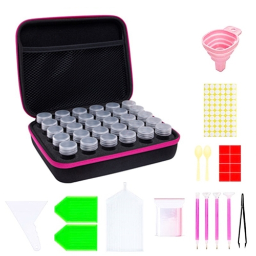 

Multifunctional Portable Diamond Painting Tool Set Storage Bag, Style: 30 Grid (Pink)