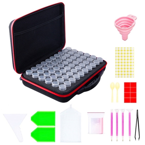 

Multifunctional Portable Diamond Painting Tool Set Storage Bag, Style: 60 Grid (Red)