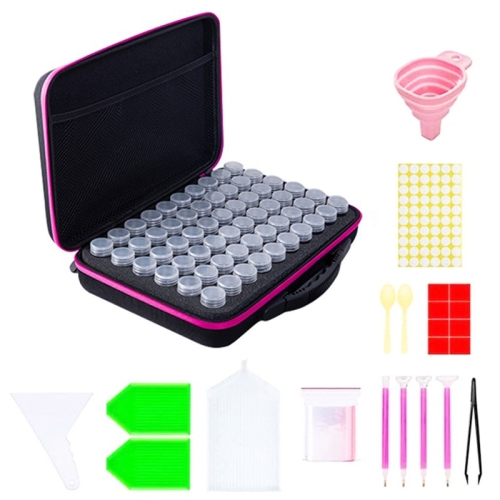 

Multifunctional Portable Diamond Painting Tool Set Storage Bag, Style: 60 Grid (Pink)