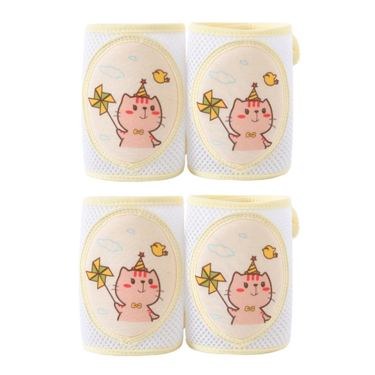 

2 Pairs Baby Anti-fall Toddler Crawling Adjustable Knee Pads(Windmill Cat)