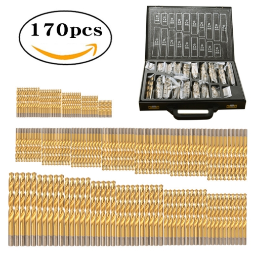 

170 PCS / Set 1-10mm High-Speed Steel Metal Open Hole Straight Shank Twist Drill Bit(Black Box)