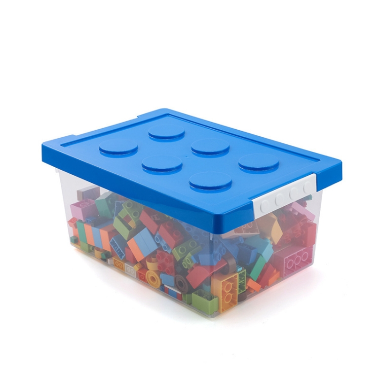 

Children Building Blocks Toy Storage Box Transparent Storage Box With Lid(Blue )