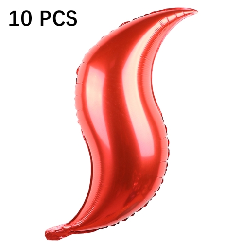 

10 PCS 24 Inch S-Shaped Balloon Fish Tail Wavy Balloon Birthday Wedding Party Arrangement Balloon(Red )