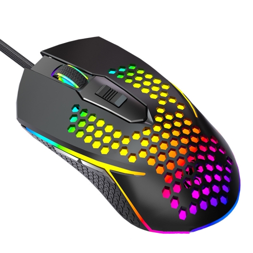 

LEAVEN S50 6Keys Macro Definition Programmable RGB Lighted Gaming Wired Mouse, Cable Length: 1.5m(Black)