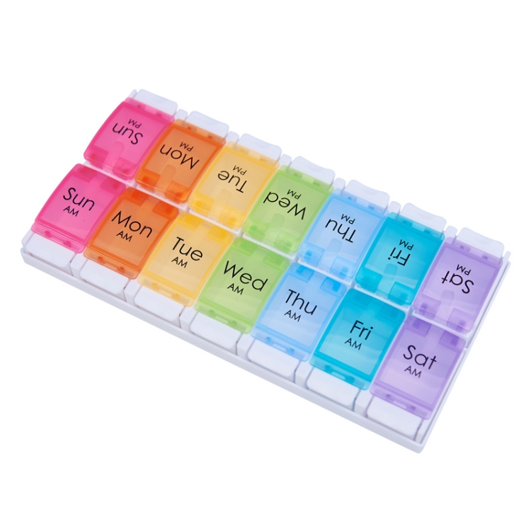 

14 Grid Detachable Double Row Bounce Button Portable Pill Box(22.8x11.5x2.7 cm)