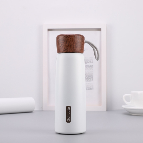 Delicate 304 Stainless Steel Wood Grain Thermos Cup, Capacity: 500ml(White)