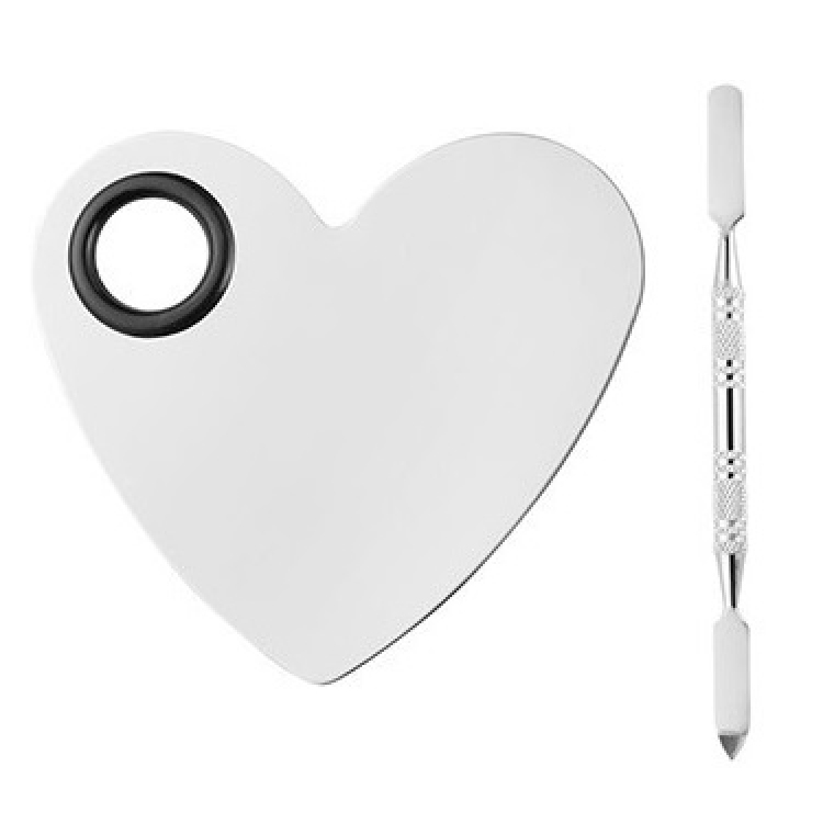 

3 PCS Stainless Steel Nail Makeup Palette With Toning Stick, Specification: Heart With Hole