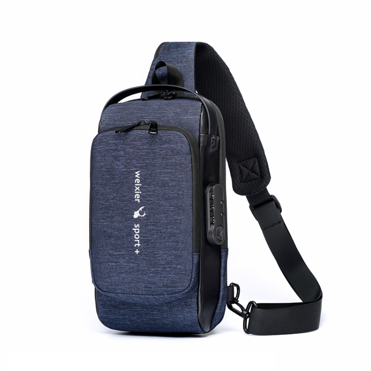 

WEIXIER X302 Chest Bag Large Capacity Casual Men Messenger Bag(Blue)