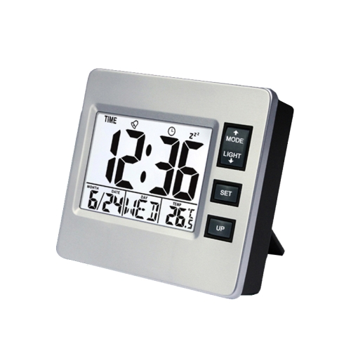 

Digital Night Light Bed Electronic Alarm Clock Mute Mini Clock(Silver+Black)