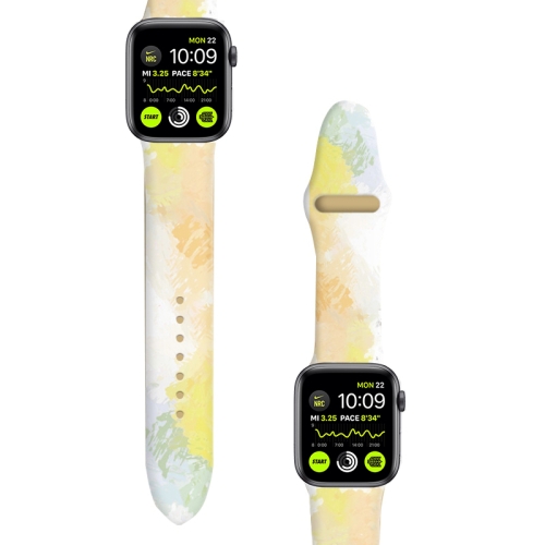2 PCS Printed Silicone Watch Band For Apple Watch Series 7 41mm / 6&SE&5&4 40mm / 3&2&1 38mm (Maple Forest)