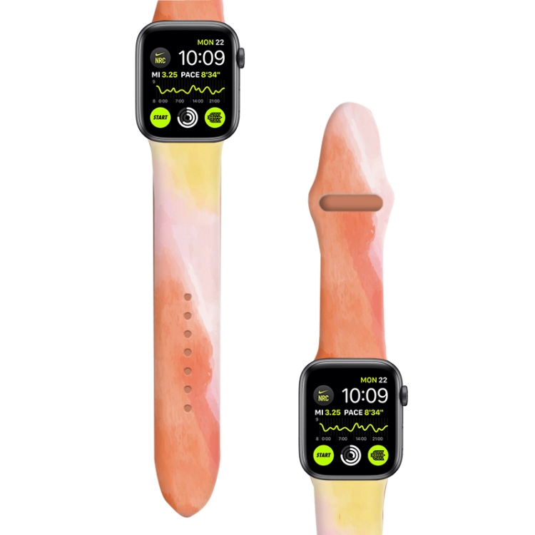 

2 PCS Printed Silicone Watch Band For Apple Watch Series 7 45mm / 6&SE&5&4 44mm / 3&2&1 42mm(Colorful Cherry)