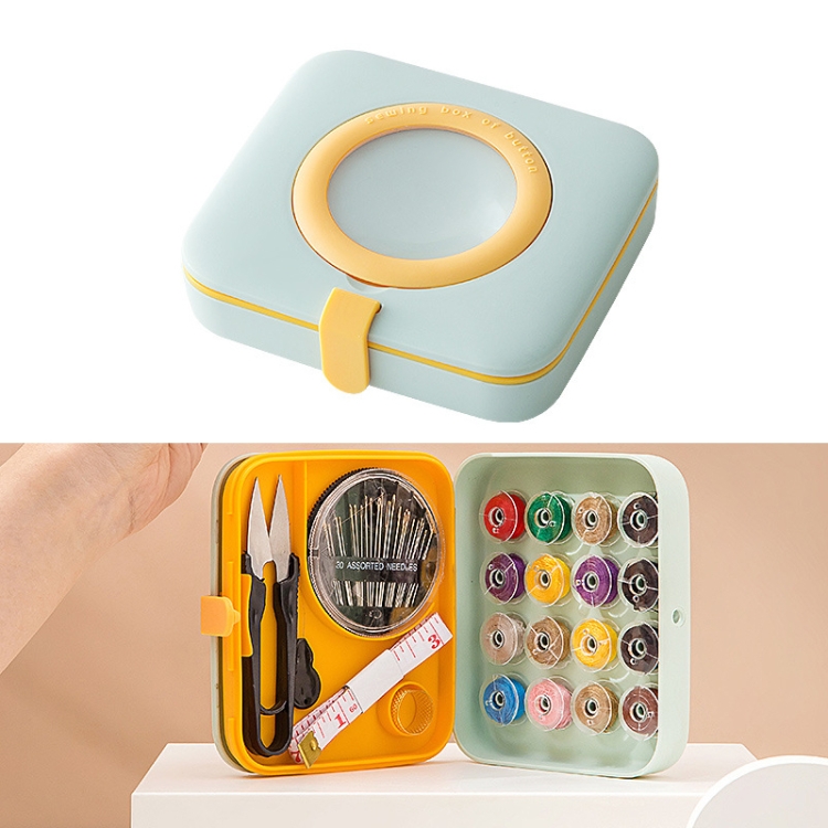 

Portable Needlework Box Home Multi-Function Needlework Storage Box(Light Green)