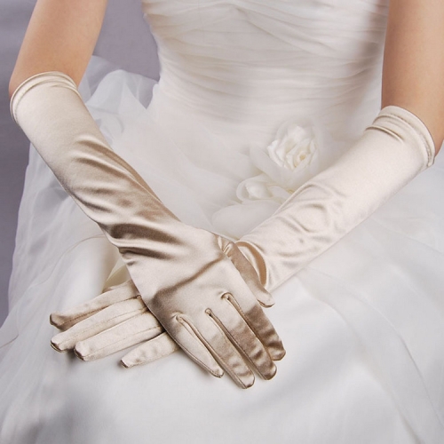 champagne satin gloves