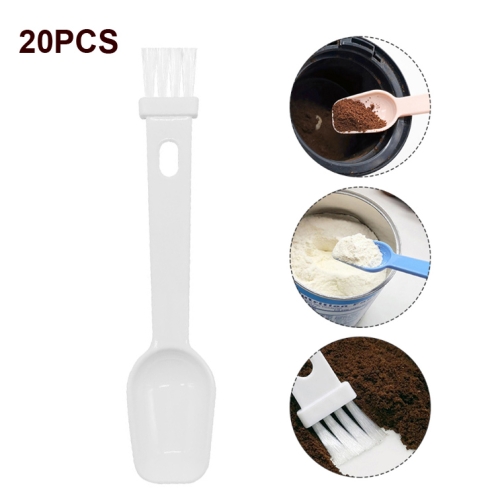 

20 PCS Coffee Bean Grinder Spoon Grinder Cleaning Brush With Scale(White Handle White Hair)