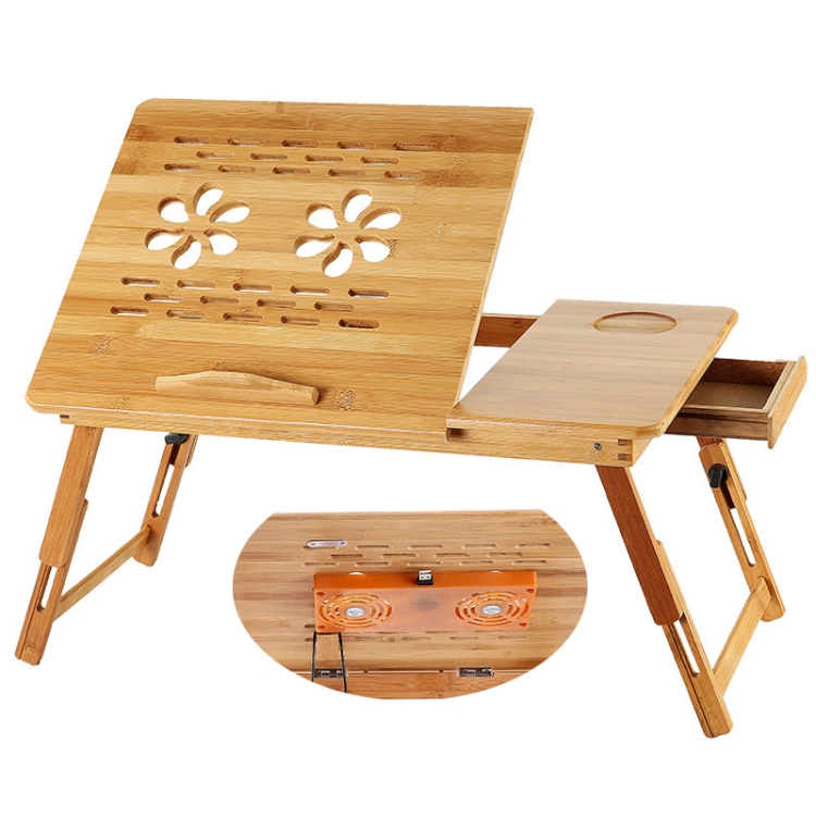 

Bauhinia Pattern Folding Computer Desk Bed Dorm Notebook Lap Desk Large with Fan