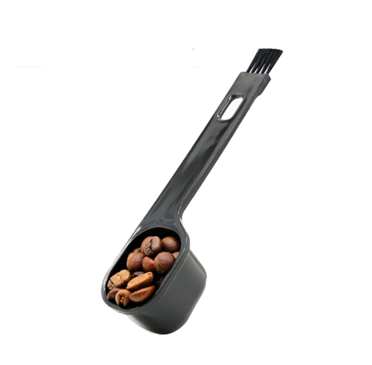 

10 PCS Semi-automatic Coffee Machine Cleaning Brush Coffee Bean Spoon(Black )