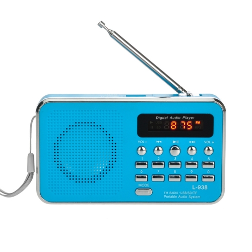 

L-938 MP3 Audio Player FM Radio Support SD MMC Card AUX-IN Earphone-out(Blue)