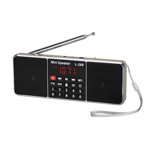 

L-288FM Dual Speaker Radio MP3 Player Support TF Card/U Disk with LED Display(Gold)