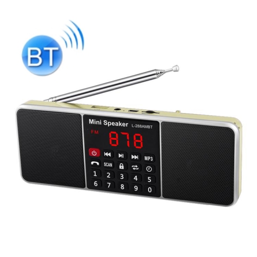 

L-288AM Bluetooth Dual Speaker Radio MP3 Player Support TF Card/U Disk with LED Display(Gold)