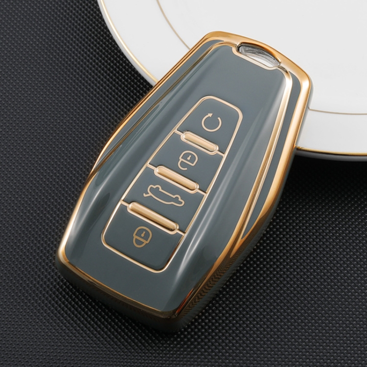 

2 PCS TPU Car Key Cover For Geely Emgrand GL/GS(Carbon Gray Start Button)