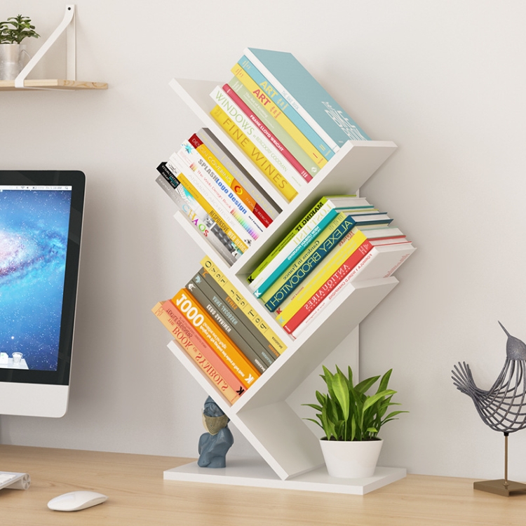 

Simple Tree-shaped Desktop Bookshelf Office Desk Organize Storage Rack(White)
