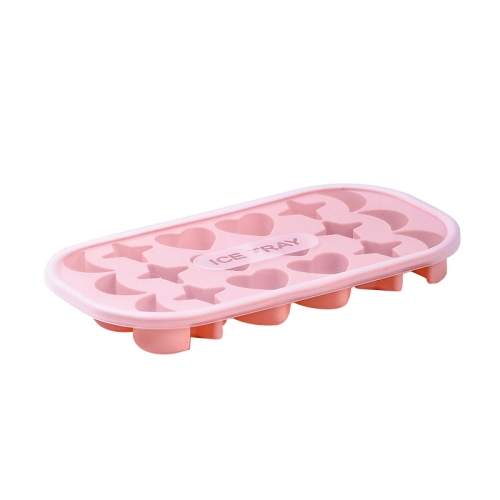 

2 PCS 18 Grid Household Soft Bottom Silicone Ice Maker with Lid(Peach Pink)