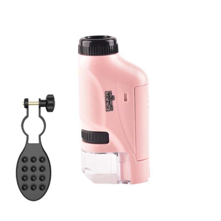 

Children Handheld Portable Laboratory Equipment Microscope Toys, Colour: Lite + Bracket (Pink)