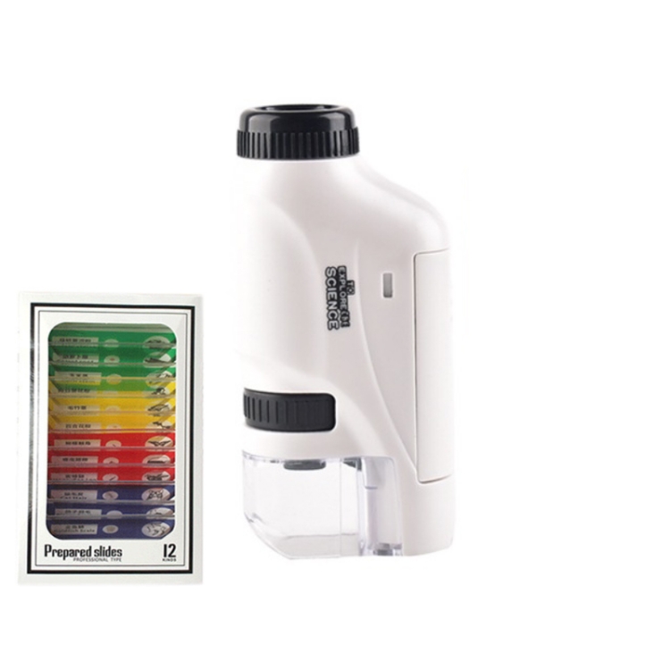 

Children Handheld Portable Laboratory Equipment Microscope Toys, Colour: Lite + Specimen (White)
