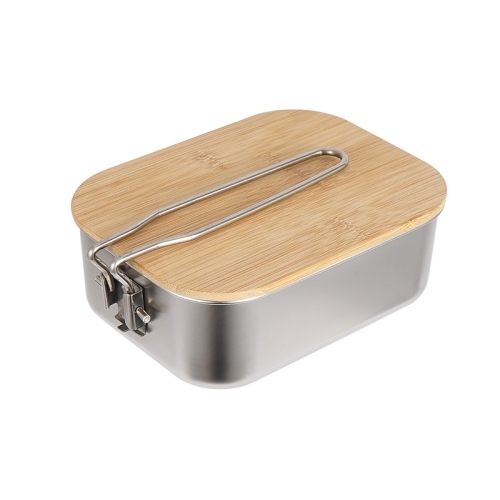 

Outdoor Bamboo Wood Cover 304 Stainless Steel Lunchbox, Style: Box