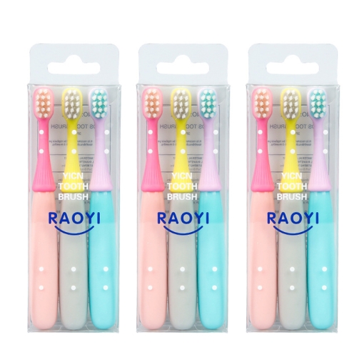 

3 Boxes RAOYI Baby Cartoon Silicone Brush Head Fine Soft Toothbrush(Mixed Color)