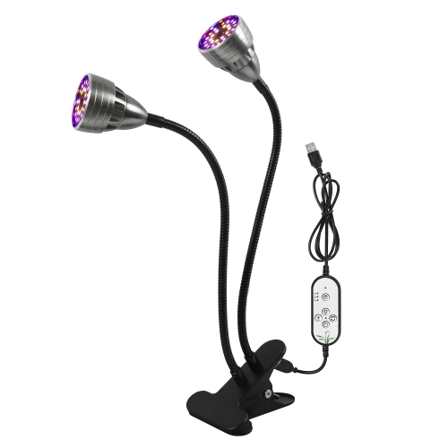 

LED Clip Plant Lamp USB Remote Control Dimming Grow Light, Style: Double Head(Full Spectral)