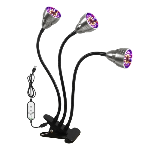 

LED Clip Plant Lamp USB Remote Control Dimming Grow Light, Style: Three Head(Full Spectral)