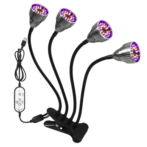 

LED Clip Plant Lamp USB Remote Control Dimming Grow Light, Style: Four Head(Full Spectral)