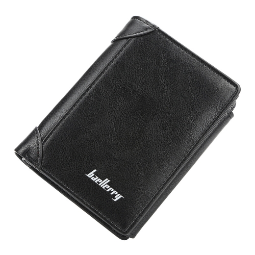 

Baellerry D1307 Men Vertical Multi-card Tri-fold Small Wallet Thin Buckle Coin Purse(Black)