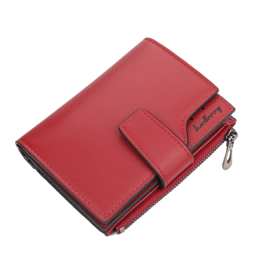 

Baellerry N5013 Ladies Cropped Wallet Multi-Card Slot Zipper Buckle Coin Purse(Jujube Red)