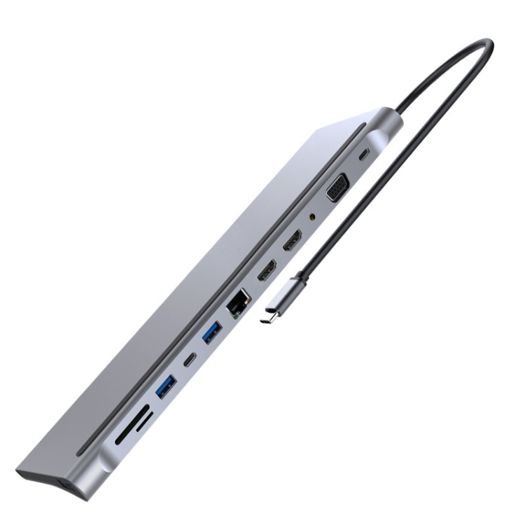 

12 In 1 Type C Laptop Smart Docking Station(Gray)