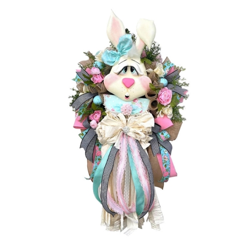 

Easter Wreath Bunny Decoration Pendant(White)