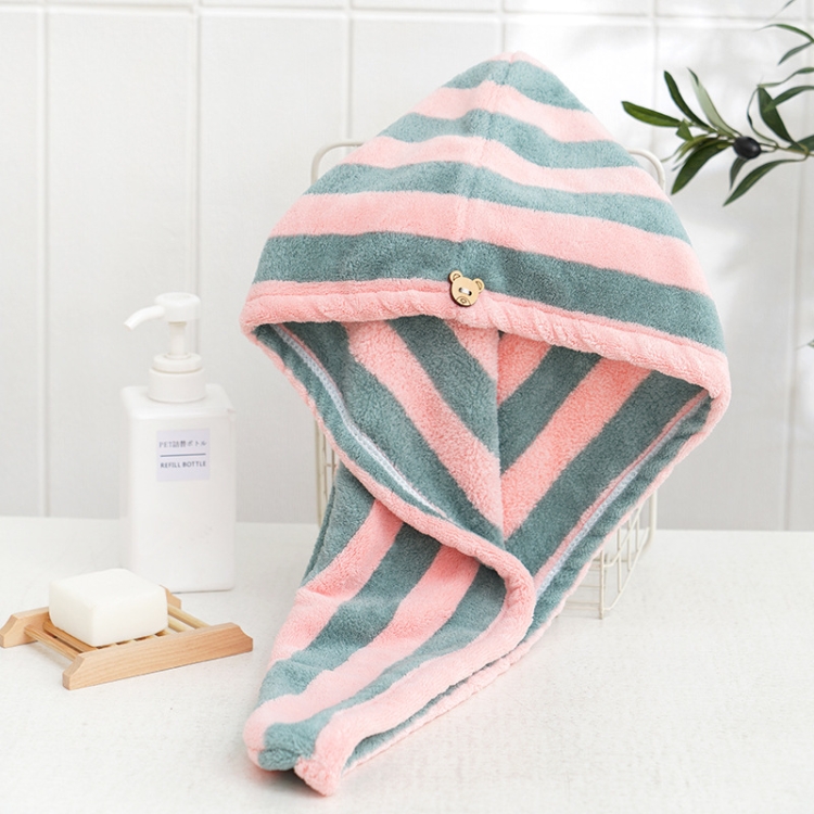 

2 PCS Coral Fleece Striped Hair Drying Cap Quick-drying Towel, Colour: Single Layer Gray