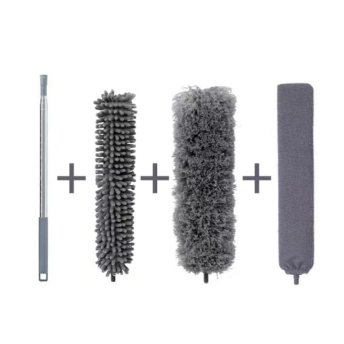 

2.5m Retractable One Rod Multi-head Cleaning Tool Set Pole+Schnauzer+Slight Brush+Gray Head+Tray