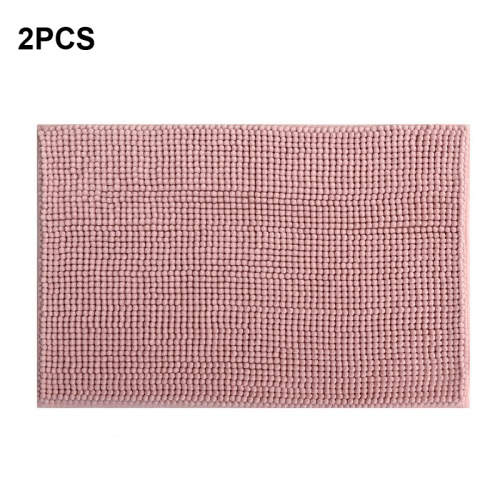 

2 PCS Short-haired Large Particle Chenille Carpet Absorbent Doormat, Size: 50x80cm(Pink)