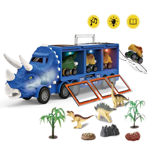 

Dinosaur Transporter Light Portable Dtorage Container Car Children Toys Case(Blue)