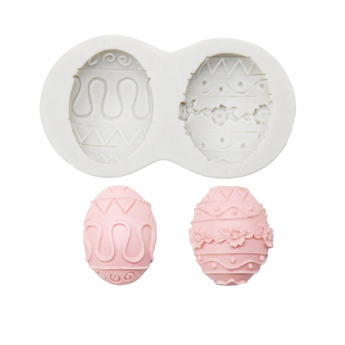 

2 PCS Easter Bunny Egg Chocolate Baking Clay Silicone Mold, Specification: Double Egg